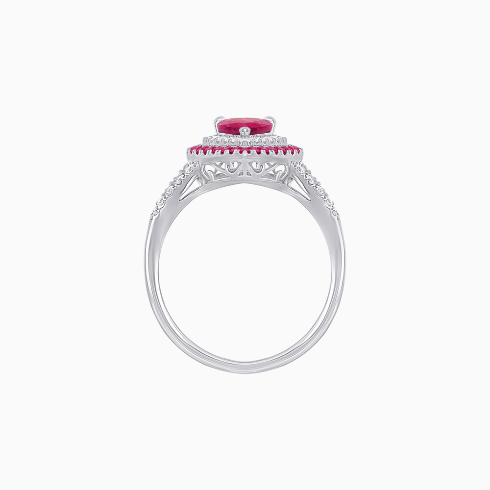 Vintage Inspired Pear Cut Double Halo Gemstone & Diamond Ring - Shahin Jewelry