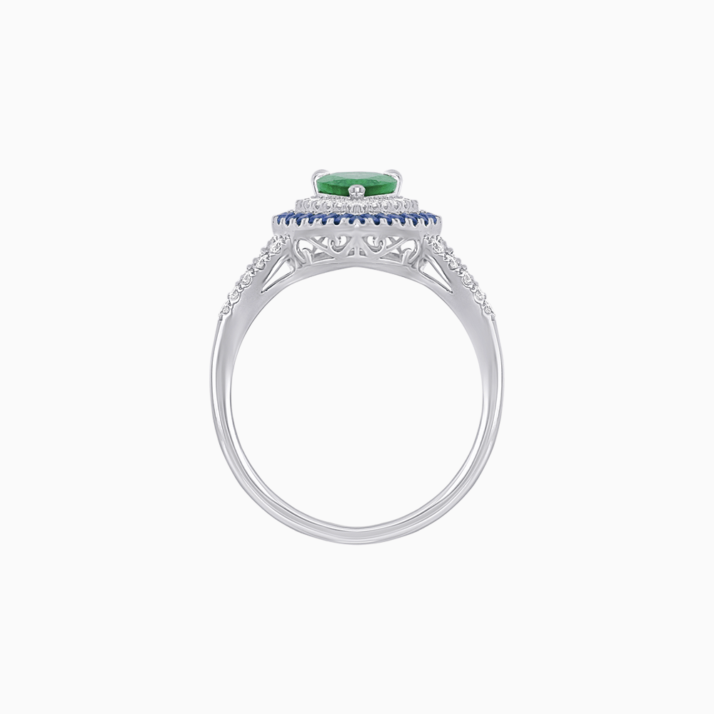 Vintage Inspired Pear Cut Double Halo Gemstone & Diamond Ring - Shahin Jewelry