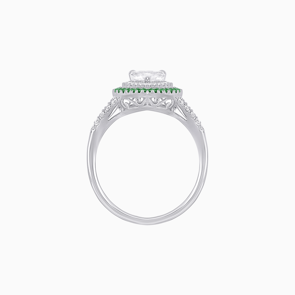Vintage Inspired Pear Cut Double Halo Gemstone & Diamond Ring - Shahin Jewelry