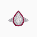 Load image into Gallery viewer, Vintage Inspired Pear Cut Double Halo Gemstone &amp; Diamond Ring - Shahin Jewelry