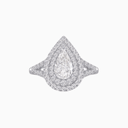 Vintage Inspired Pear Cut Double Halo Gemstone & Diamond Ring - Shahin Jewelry