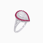 Load image into Gallery viewer, Vintage Inspired Pear Cut Double Halo Gemstone &amp; Diamond Ring - Shahin Jewelry