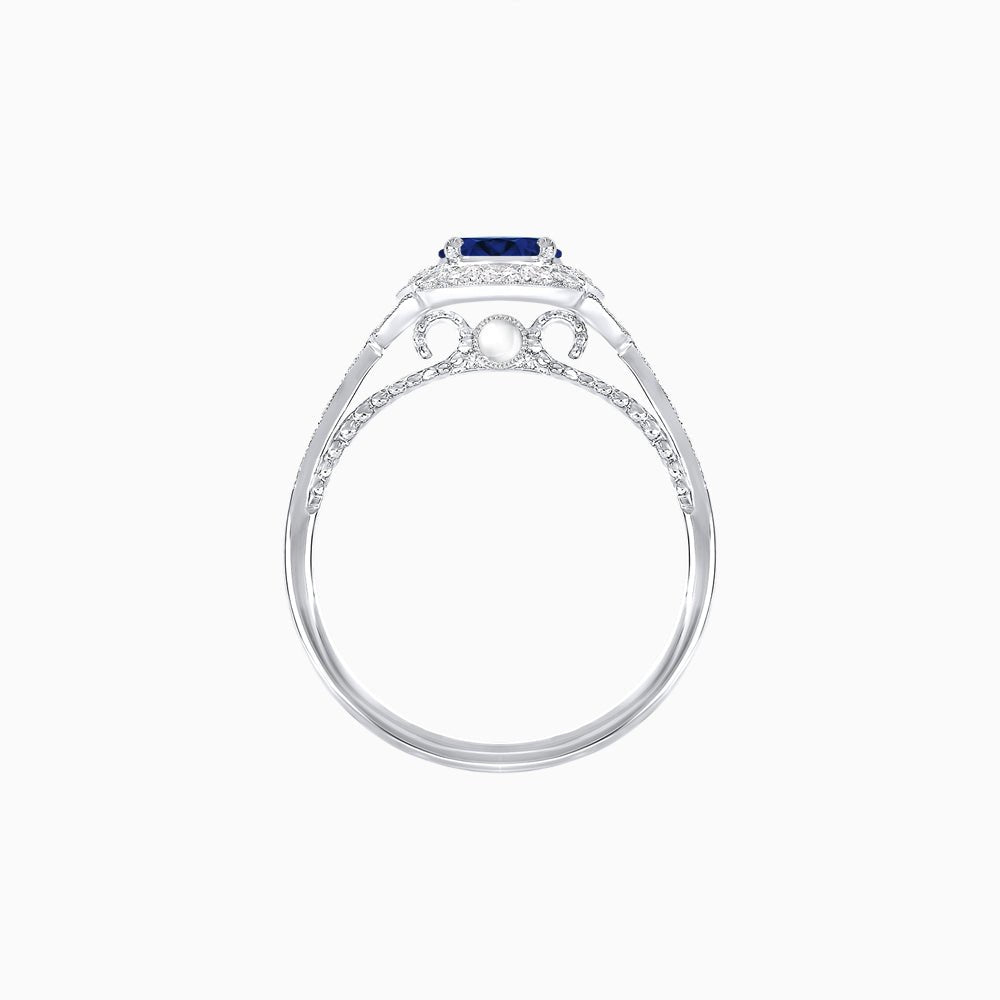 Vintage Inspired Pear Cut Floral Halo Ring with Milgrain - Shahin Jewelry