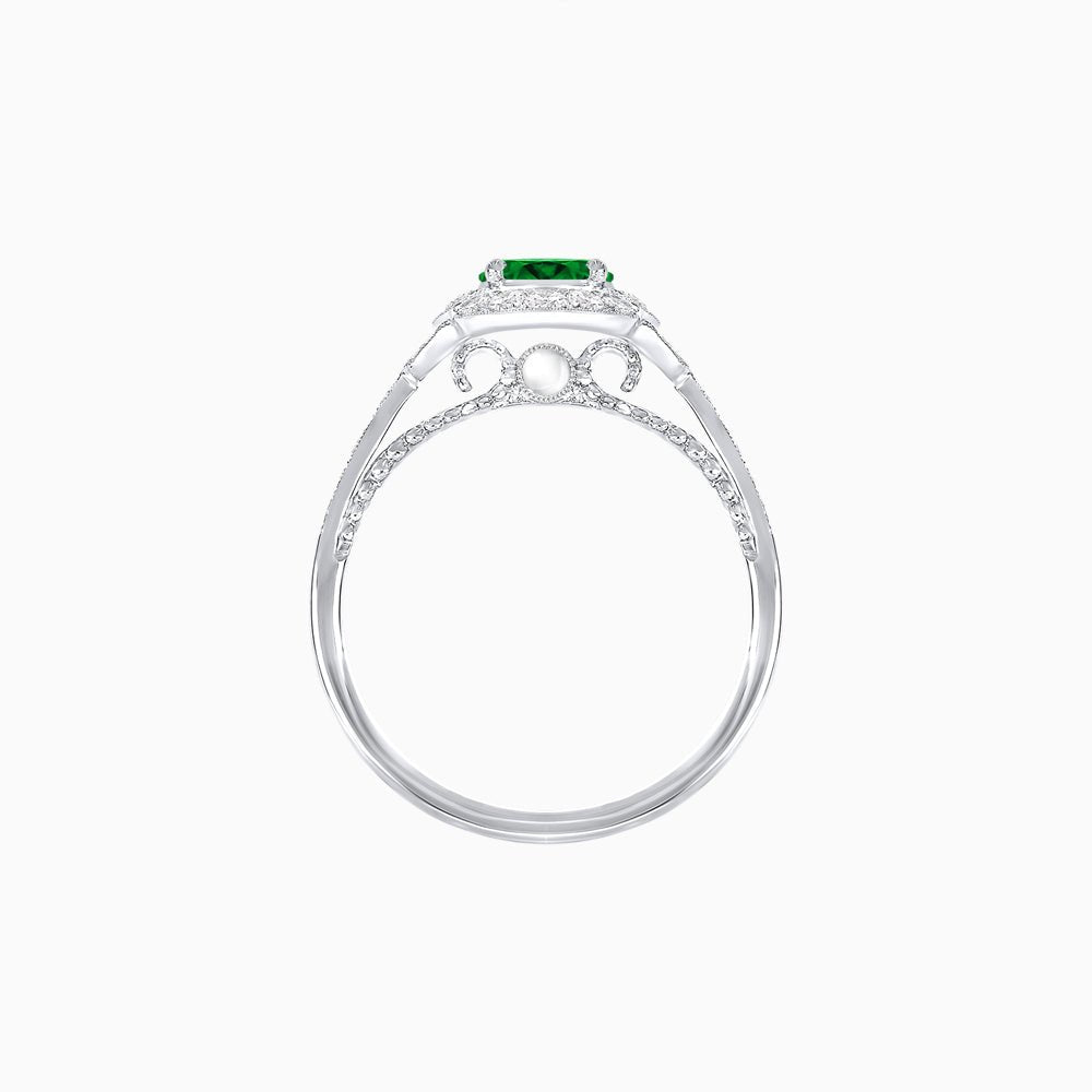 Vintage Inspired Pear Cut Floral Halo Ring with Milgrain - Shahin Jewelry
