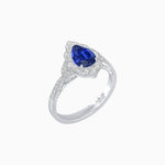 Load image into Gallery viewer, Vintage Inspired Pear Cut Floral Halo Ring with Milgrain - Shahin Jewelry