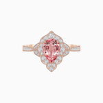 Load image into Gallery viewer, Vintage - Inspired Pear - Shaped Pink Morganite and Diamond Engagement Ring in 14K Rose Gold - Shahin Jewelry
