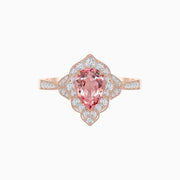 Vintage - Inspired Pear - Shaped Pink Morganite and Diamond Engagement Ring in 14K Rose Gold - Shahin Jewelry