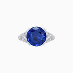 Load image into Gallery viewer, Vintage Inspired Round Cut Engagement Ring with Diamond Shoulders - Shahin Jewelry
