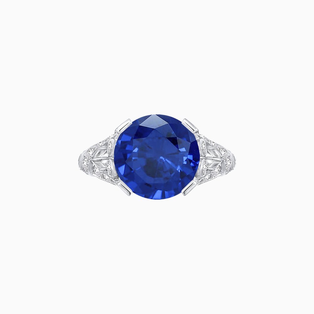 Vintage Inspired Round Cut Engagement Ring with Diamond Shoulders - Shahin Jewelry