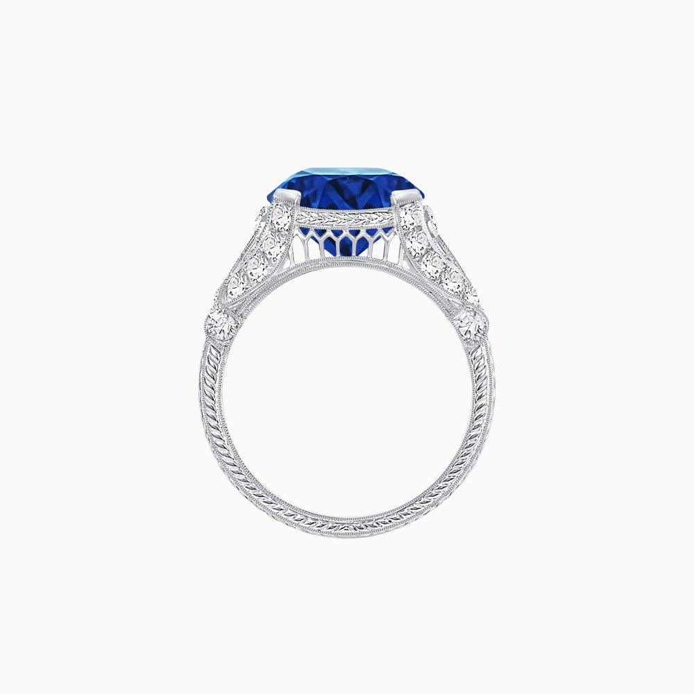 Vintage Inspired Round Cut Engagement Ring with Diamond Shoulders - Shahin Jewelry