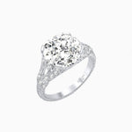 Load image into Gallery viewer, Vintage Inspired Round Cut Engagement Ring with Diamond Shoulders - Shahin Jewelry