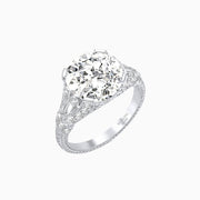 Vintage Inspired Round Cut Engagement Ring with Diamond Shoulders - Shahin Jewelry