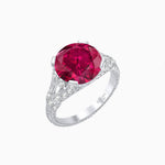 Load image into Gallery viewer, Vintage Inspired Round Cut Engagement Ring with Diamond Shoulders - Shahin Jewelry