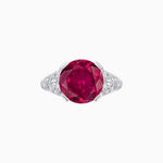 Load image into Gallery viewer, Vintage Inspired Round Cut Engagement Ring with Diamond Shoulders - Shahin Jewelry