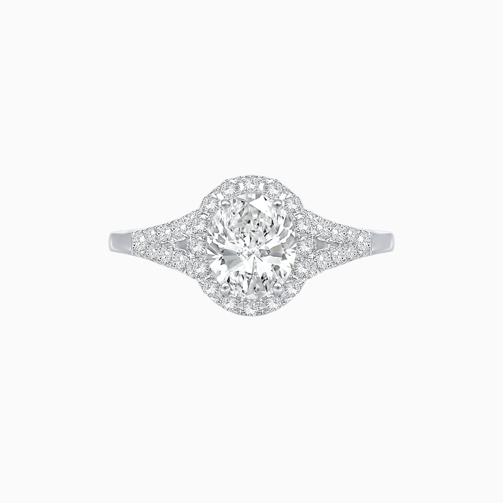Vintage Inspired Round Cut Halo Ring with Diamond Accents - Shahin Jewelry