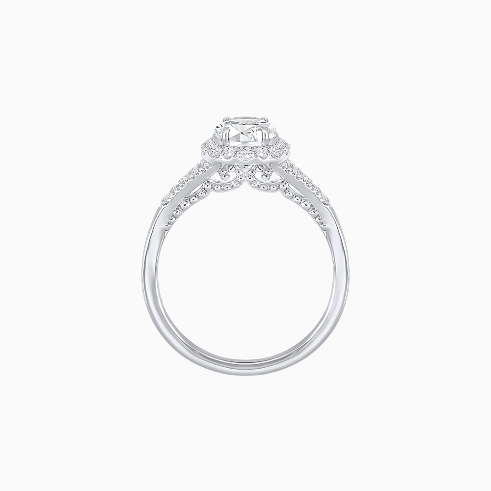 Vintage Inspired Round Cut Halo Ring with Diamond Accents - Shahin Jewelry