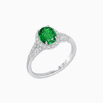 Load image into Gallery viewer, Vintage Inspired Round Cut Halo Ring with Diamond Accents - Shahin Jewelry