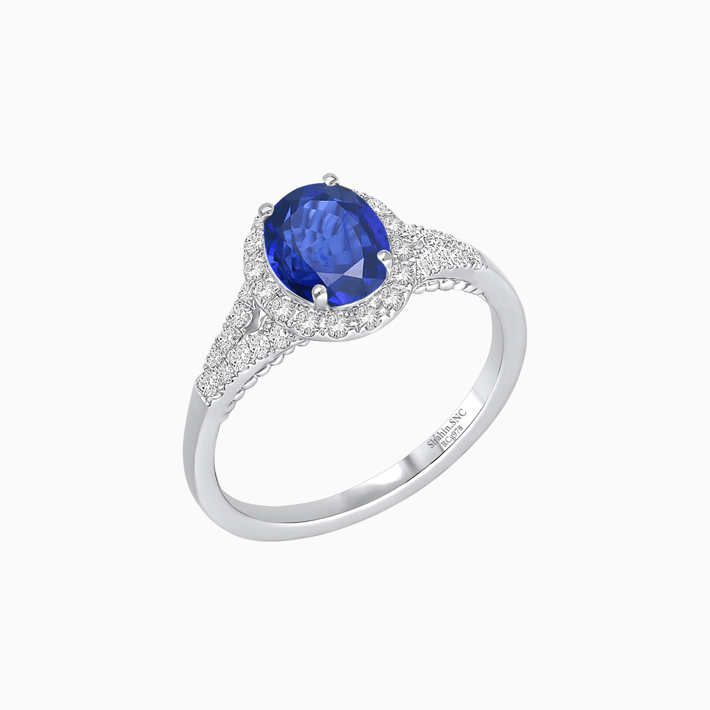 Vintage Inspired Round Cut Halo Ring with Diamond Accents - Shahin Jewelry