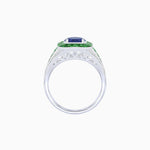 Load image into Gallery viewer, Vintage - Inspired Round Cut Ring with Octagon Halo - Shahin Jewelry