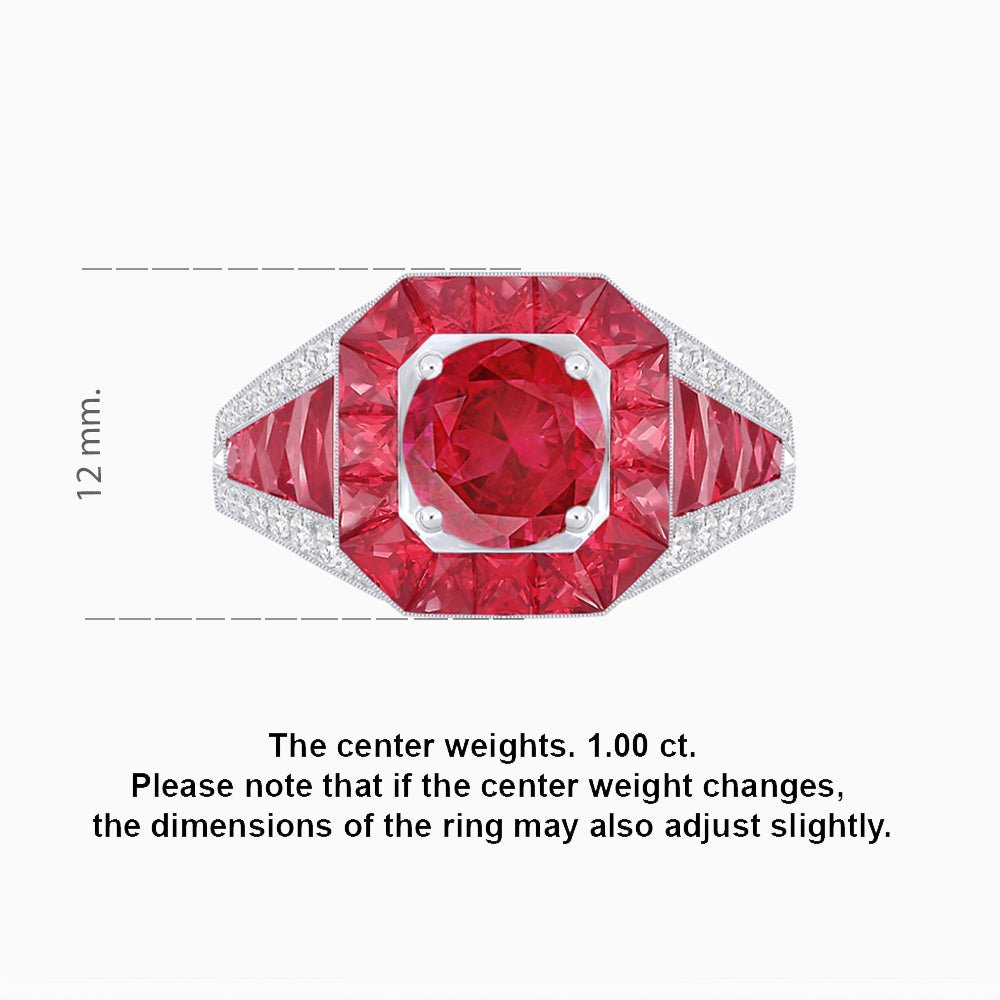 Vintage - Inspired Round Cut Ring with Octagon Halo - Shahin Jewelry