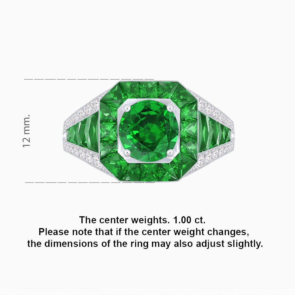 Vintage - Inspired Round Cut Ring with Octagon Halo - Shahin Jewelry