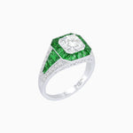 Load image into Gallery viewer, Vintage - Inspired Round Cut Ring with Octagon Halo - Shahin Jewelry