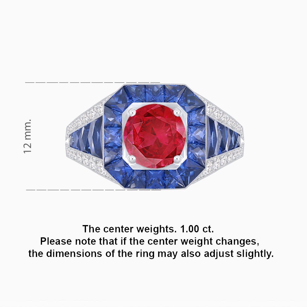 Vintage - Inspired Round Cut Ring with Octagon Halo - Shahin Jewelry