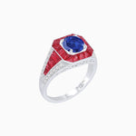 Load image into Gallery viewer, Vintage - Inspired Round Cut Ring with Octagon Halo - Shahin Jewelry