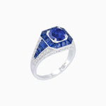 Load image into Gallery viewer, Vintage - Inspired Round Cut Ring with Octagon Halo - Shahin Jewelry