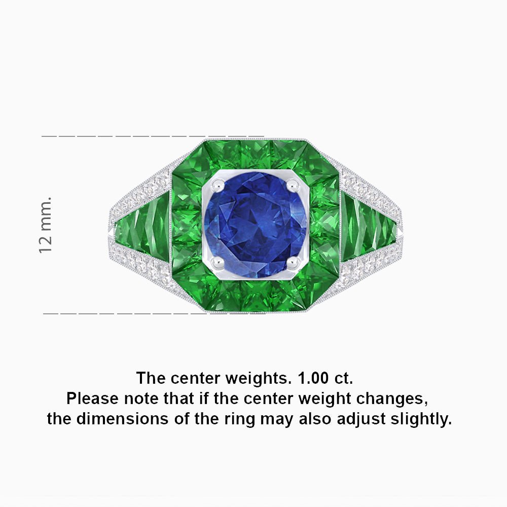 Vintage - Inspired Round Cut Ring with Octagon Halo - Shahin Jewelry