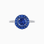 Load image into Gallery viewer, Vintage Inspired Round Cut Ring with Sunburst French - Cut Gemstone Halo - Shahin Jewelry