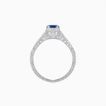 Load image into Gallery viewer, Vintage-Inspired Round Cut Ring with Tapered Diamond Accents and Hand-Engraved Details - Shahin Jewelry
