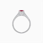 Load image into Gallery viewer, Vintage-Inspired Round Cut Ring with Tapered Diamond Accents and Hand-Engraved Details - Shahin Jewelry