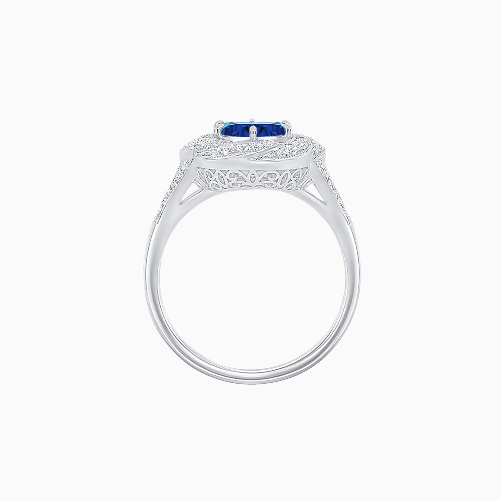 Vintage Inspired Round Cut Swirl Halo Diamond Ring - Shahin Jewelry