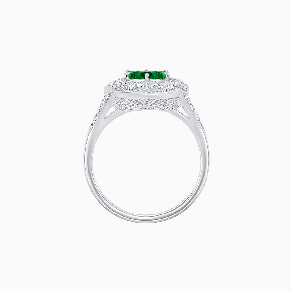 Vintage Inspired Round Cut Swirl Halo Diamond Ring - Shahin Jewelry