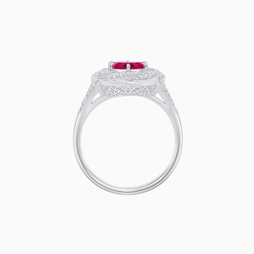 Vintage Inspired Round Cut Swirl Halo Diamond Ring - Shahin Jewelry