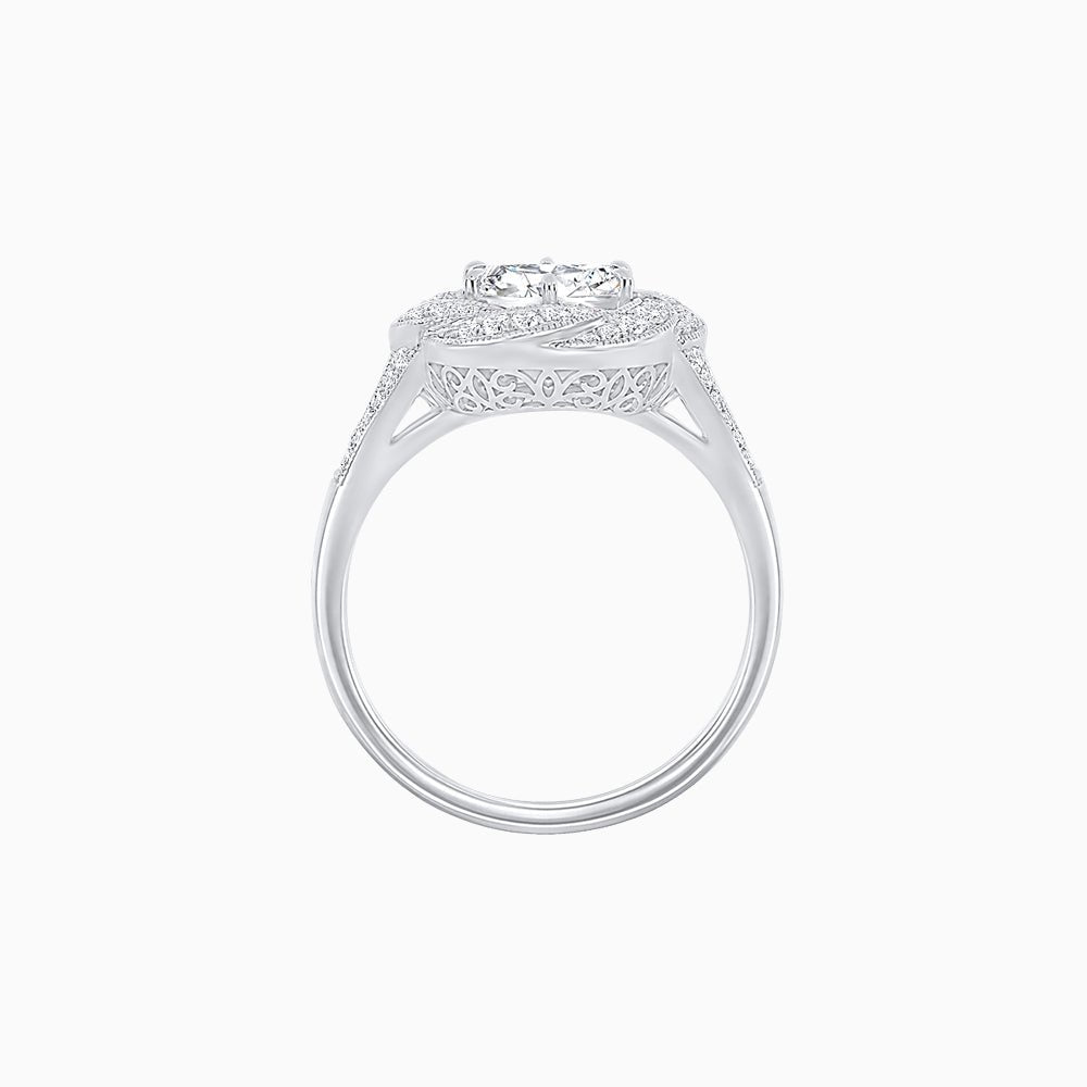 Vintage Inspired Round Cut Swirl Halo Diamond Ring - Shahin Jewelry