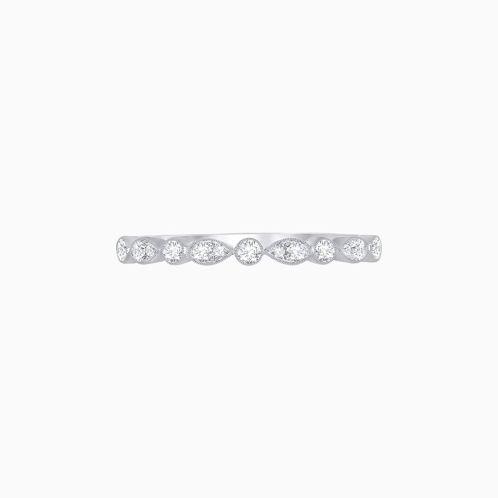 Vintage Inspired Round Diamond Half Band with Pear-Shaped Motifs - Shahin Jewelry