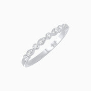 Vintage Inspired Round Diamond Half Band with Pear-Shaped Motifs - Shahin Jewelry