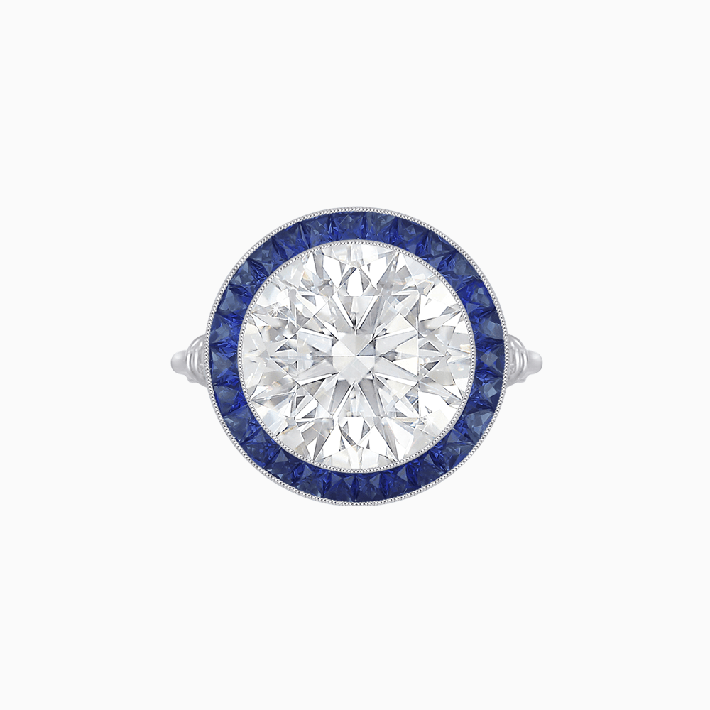 Vintage Inspired Round Diamond Halo Mounthing Ring - Shahin Jewelry