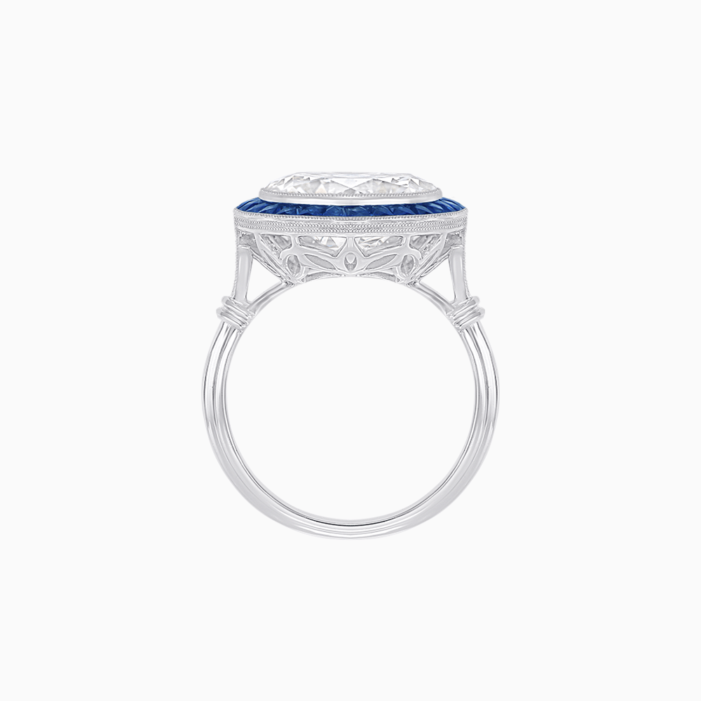 Vintage Inspired Round Diamond Halo Mounthing Ring - Shahin Jewelry