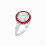 Load image into Gallery viewer, Vintage Inspired Round Diamond Halo Ring - Shahin Jewelry
