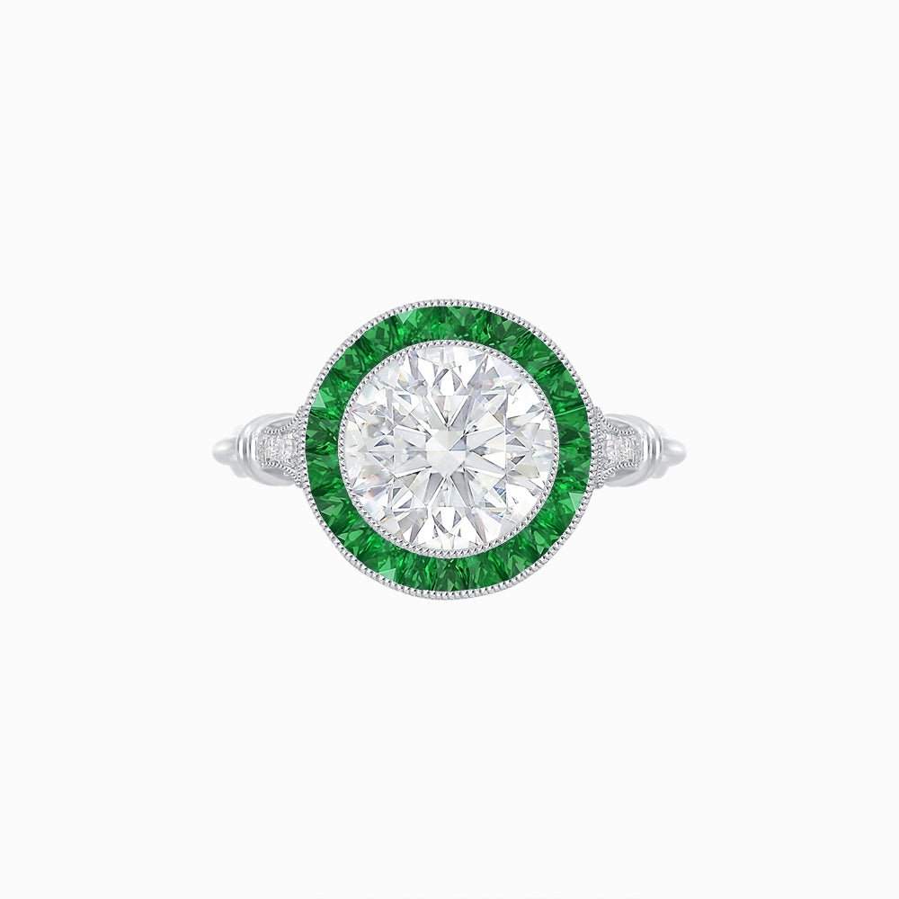 Vintage Inspired Round Diamond Halo Ring - Shahin Jewelry
