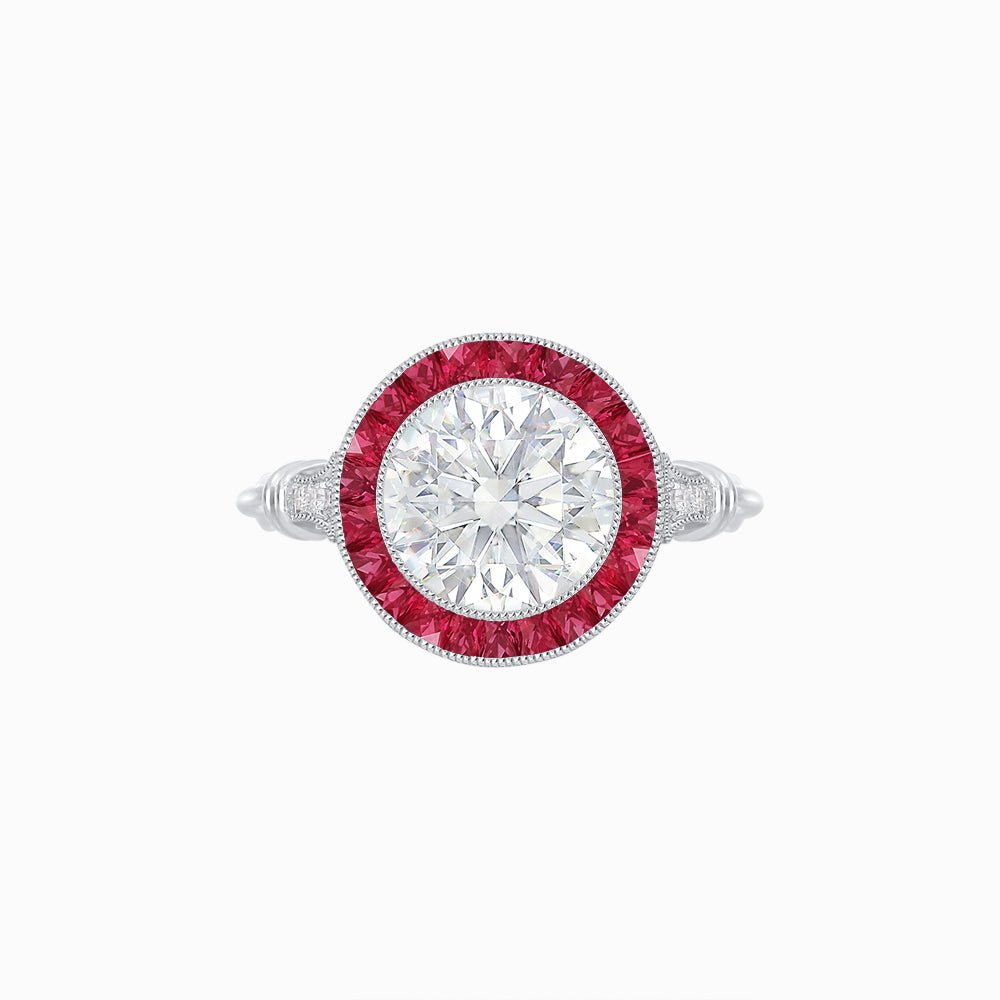 Vintage Inspired Round Diamond Halo Ring - Shahin Jewelry