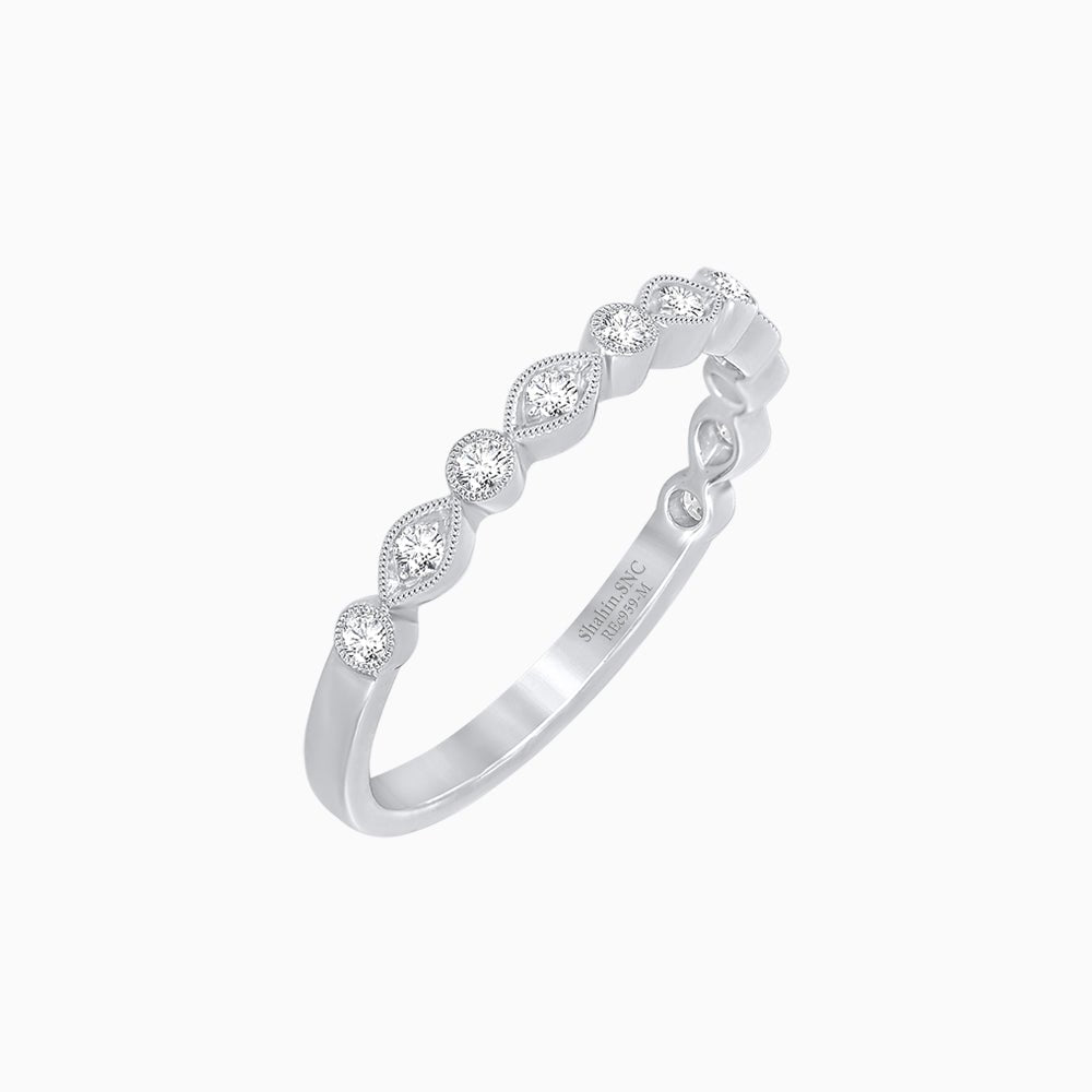 Vintage Inspired Round Diamond Marquise Motif Half Band - Shahin Jewelry