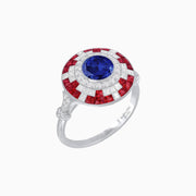 Vintage Inspired Round Gemstione Ring - Shahin Jewelry