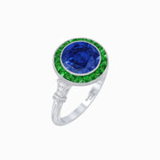 Vintage Inspired Round Gemstone Halo Ring - Shahin Jewelry