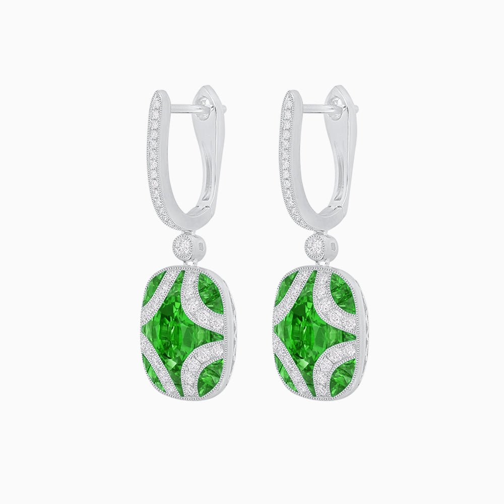 Vintage - Inspired Sapphire and Diamond Drop Earrings - Shahin Jewelry