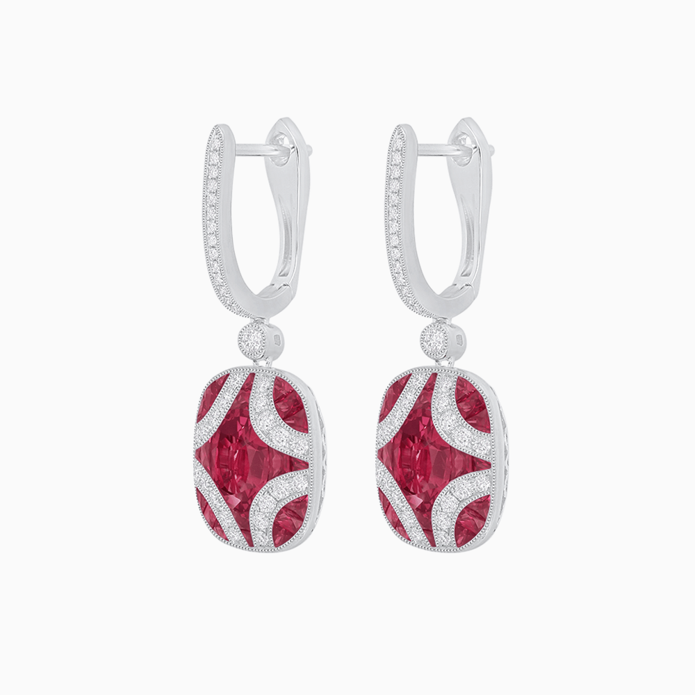 Vintage - Inspired Sapphire and Diamond Drop Earrings - Shahin Jewelry