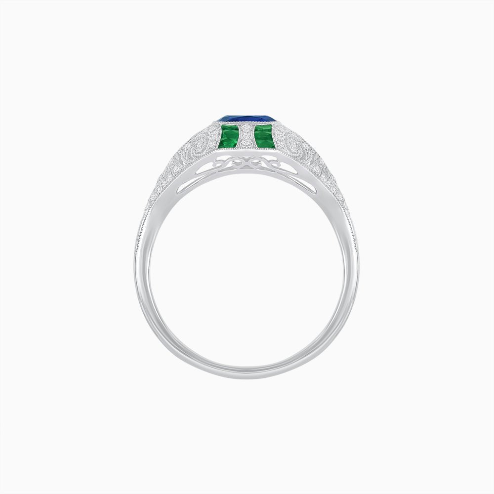 Vintage Inspired Sapphire & Diamond Ring - Shahin Jewelry